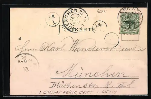 AK Mainz, Gasthaus Heilig Geist, Centralbahnhof