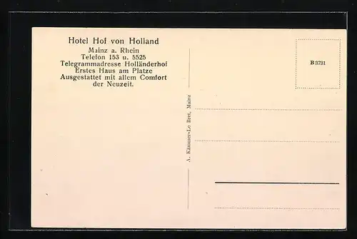 AK Mainz a. Rhein, Hotel Hof von Holland