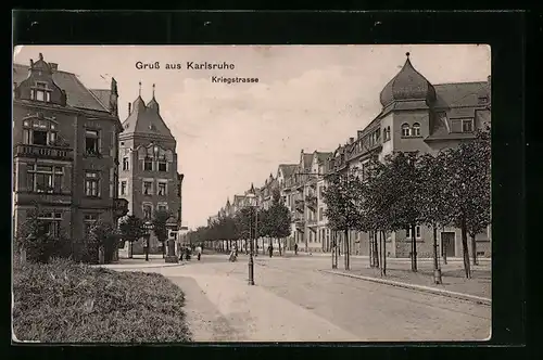 AK Karlsruhe, Kriegstrasse Ecke Königstrasse