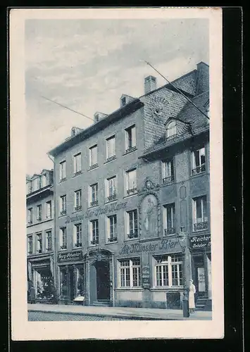 AK Mainz, Restaurant Brauhaus zur Stadt Mainz W. Bullinger, Grosse Bleiche 4, Strassenansicht