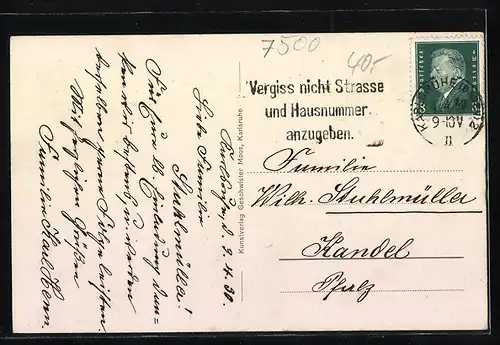 AK Karlsruhe, Waldring, Strassenpartie mit Siedlungshäusern