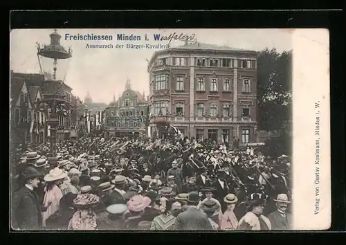 AK Minden i. W., Freischiessen, Ausmarsch der Bürger-Kavallerie