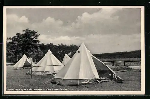AK Dinslaken-Hiesfeld, Gebietszeltlager 9, Rotbachtal, Zelte