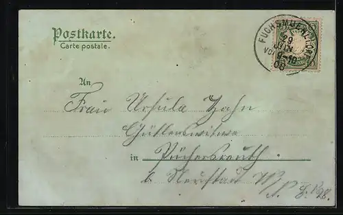 Mondschein-Lithographie Fuchsmühl, Kurhaus in Otto-Bad, Badehaus, Kirche