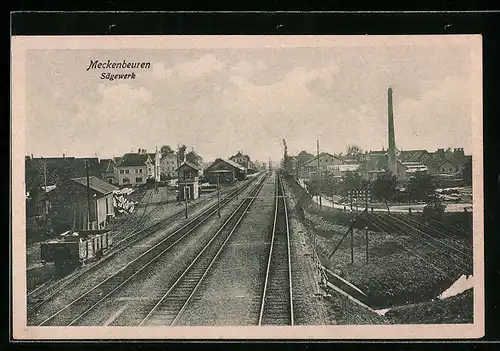 AK Meckenbeuren, Sägewerk mit Bahngleis