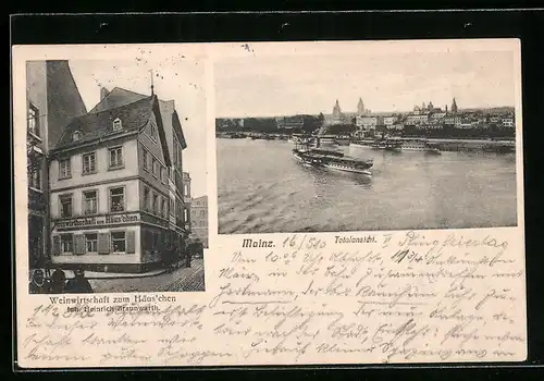 AK Mainz, Gasthaus zum Häus`chen, Totalansicht