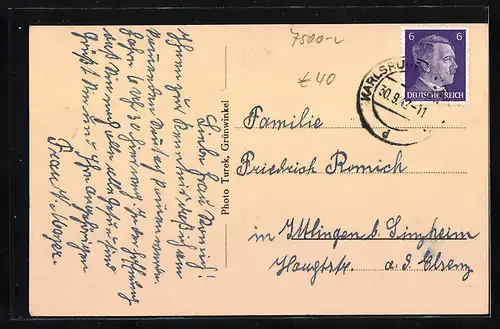 AK Karlsruhe-Grünwinkel, Kapelle, Kriegerdenkmal, Nördliche Durmersheimerstrasse