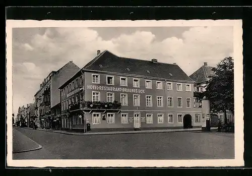 AK Karlsruhe, Hotel-Restaurant-Braunes Eck, Waldstrasse 2