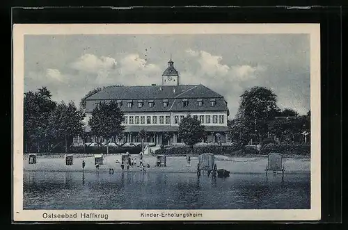 AK Haffkrug a. Ostsee, Strand vor dem Kinder-Erholungsheim