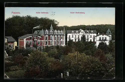 AK Malente, Blick auf das Hotel Bellevue und Hotel Brahmberg