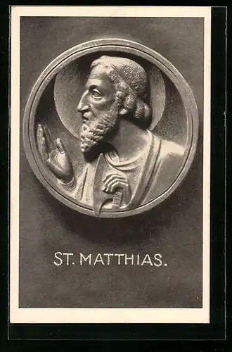 AK Plastik vom Schutzpatron St. Matthias