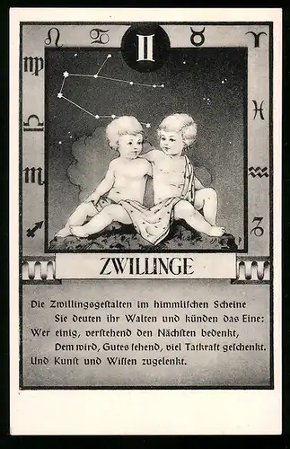 AK Sternzeichen Zwillinge, 21. Mai bis 21. Juni, Eigenschaften von Zwillingsmenschen