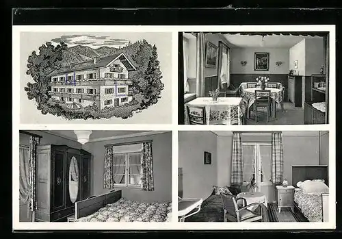 AK Bad Wiessee, das Kurheim Eldorado, in den Gasträumen, Aussenansicht