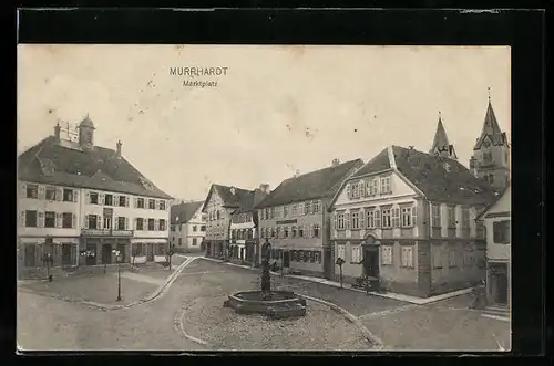 AK Murrhardt, am Brunnen auf dem Marktplatz