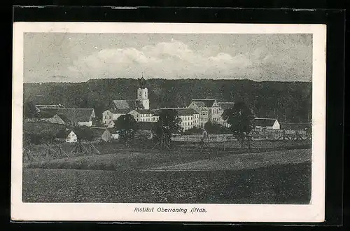 AK Oberroning i. Ndb., Generalansicht mit dem Institut und der Kirche