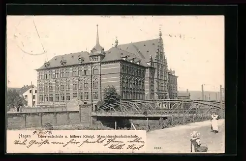 AK Hagen i. W., die Oberrealschule und höhere Königliche Maschinenbaufachschule