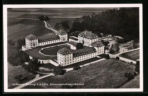 AK Weilburg a. d. Lahn, Blick auf das Kameradschaftshaus Windhof vom Flugzeug aus