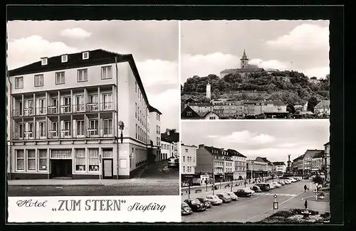 AK Siegburg, Generalansicht, Hotel Zum Stern, auf dem Marktplatz
