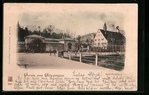 AK Göppingen, Passanten am Sauerbrunnen