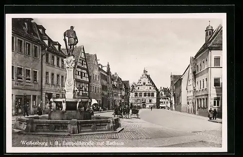 AK Weissenburg i. B., Rathaus und Brunnen in der Luitpoldstrasse