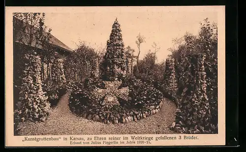 AK Karsau, der Kunstgrottenbauzu Ehren der drei gefallenen Brüder von Julius Fingerlin
