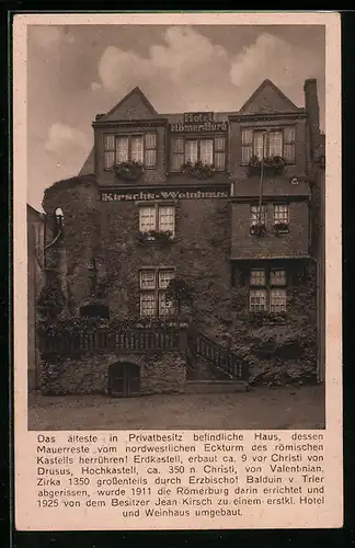 AK Boppard am Rhein, Hotel und Weinhaus Römerburg