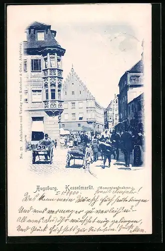 AK Augsburg, Marktkarren auf dem Kesselmarkt