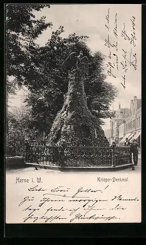 AK Herne i. W., am Kriegerdenkmal