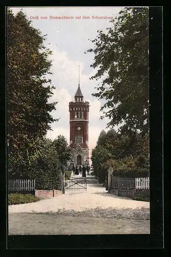 AK Quern, vor dem Bismarckturm auf dem Scheersberg