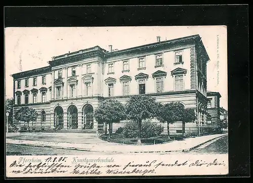 AK Pforzheim, vor der Kunstgewerbeschule