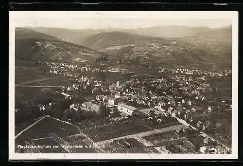 AK Wachenheim a. d. Haardt, Fliegeraufnahme der gesamten Stadt