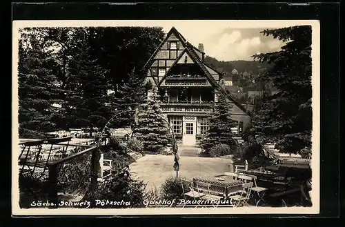 AK Pötzscha in der sächs. Schweiz, am gasthof Bauernhäusl