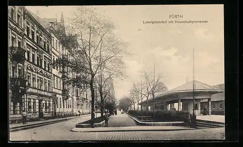 AK Fürth, Ludwigsbahnhof mit Horuschuchpromenade