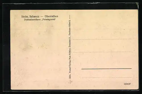 AK Oberrathen in der Sächs. Schweiz, Blick auf das Diakonissenhaus Felsengrund