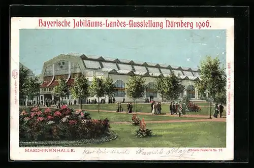 AK Nürnberg, Bayerische Jubiläums-Landes-Ausstellung 1906, Maschinenhalle