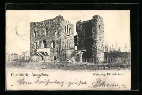 AK Düsseldorf, Ausstellung 1902, Weinburg Rüdesheimer