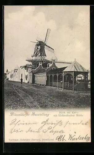 AK Düsseldorf, Ausstellung, Kairo und Holländische Mühle