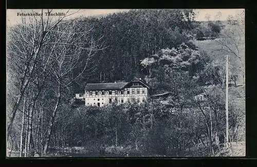 AK Tauchlitz b. Crossen /Elster, Blick auf den Felsenkeller