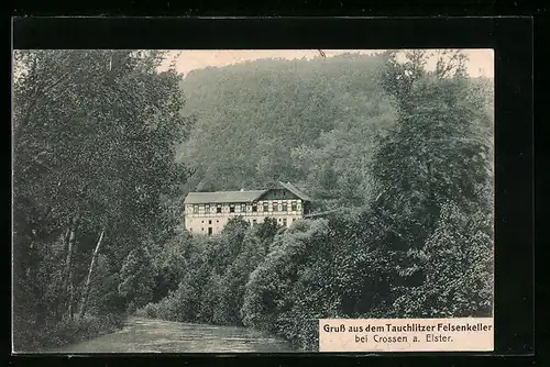 AK Crossen a./ Elster, Tauchlitzer Felsenkeller