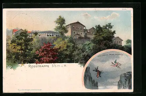 Lithographie Thale, Hotel auf der Rosstrappe