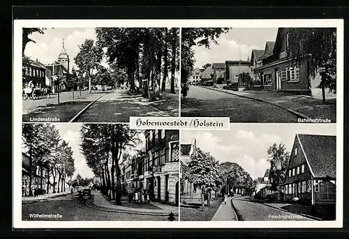 AK Hohenwestedt / Holstein, Lindenstrasse, Bahnhofstrasse, Wilhelmstrasse, Friedrichstrasse