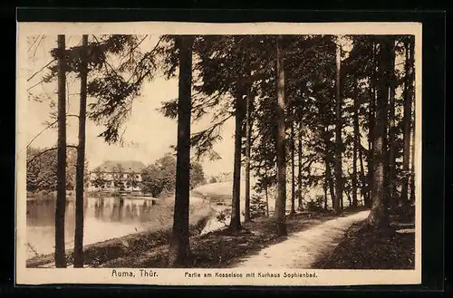 AK Auma / Thür., Kesselsee mit Kurhotel Sophienbad