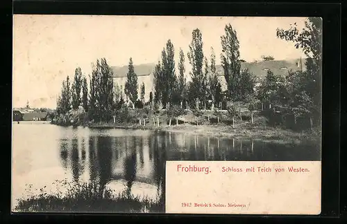 AK Frohburg, Schloss mit Teich vom Westen