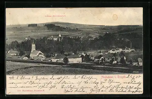 AK Neuhausen i. Erzgeb., Gesamtansicht mit Schloss Purschenstein