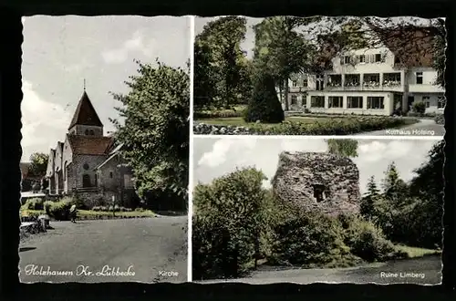 AK Holzhausen / Lübbecke, Kirche, Kurhaus Holsing, Ruine Limberg