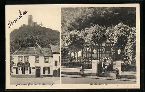AK Bad Godesberg, Aennchen-Haus, das Gasthaus Godesberg mit Blick zur Burg