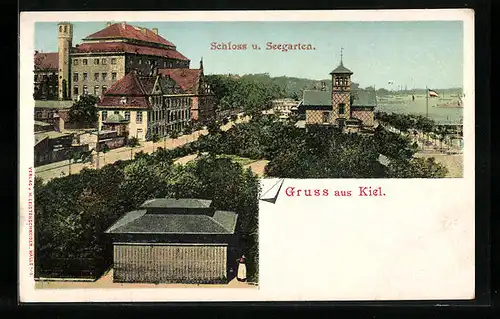 AK Kiel, Blick auf das Schloss und den Seegarten