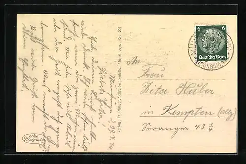 AK Münsingen, Generalansicht mit der Kirche im Stadtzentrum