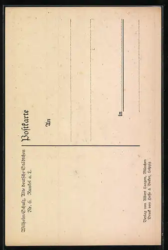 Künstler-AK Runkel a. L., an der Brücke vor der Burg