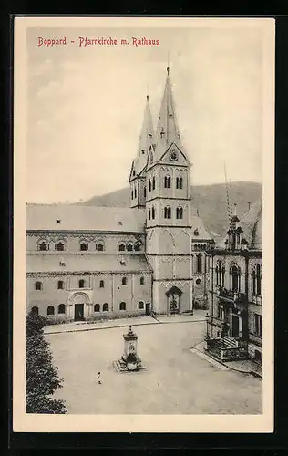 AK Boppard, Pfarrkirche mit dem Rathaus